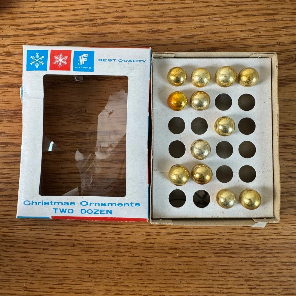 Franke Christmas Ornaments Gold‎ Glass Balls Vintage mini tree ornaments